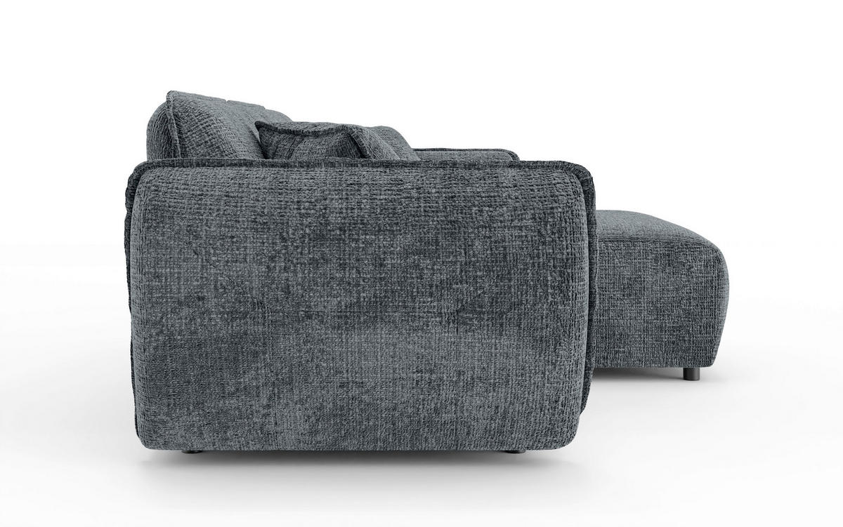 ECKSOFA Nelia in Chenille Dunkelgrau  252/155 cm  - Dunkelgrau/Schwarz, Design, Kunststoff/Textil (252/155cm) - P & B
