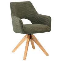 ARMLEHNSTUHL  Sitzfläche 360° drehbar, inklusive Armlehnen Cord  - Eichefarben/Grün, Design, Holz/Textil (60/85/63cm) - Hom`in