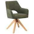 ARMLEHNSTUHL  Sitzfläche 360° drehbar, inklusive Armlehnen Cord  - Eichefarben/Grün, Design, Holz/Textil (60/85/63cm) - Hom`in