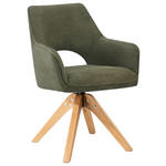 ARMLEHNSTUHL  Sitzfläche 360° drehbar, inklusive Armlehnen Cord  - Eichefarben/Grün, Design, Holz/Textil (60/85/63cm) - Hom`in