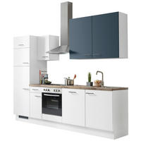 KÜCHENLEERBLOCK 280 cm   Eichefarben, Hellgrau, Dunkelblau  - Eichefarben/Hellgrau, Basics, Holzwerkstoff/Metall (280cm) - Impuls