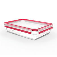 FRISCHHALTEDOSE CLIP & CLOSE GLAS 3,0 L  - Rot, Basics, Glas/Kunststoff (32,8/22,8/8cm) - Emsa