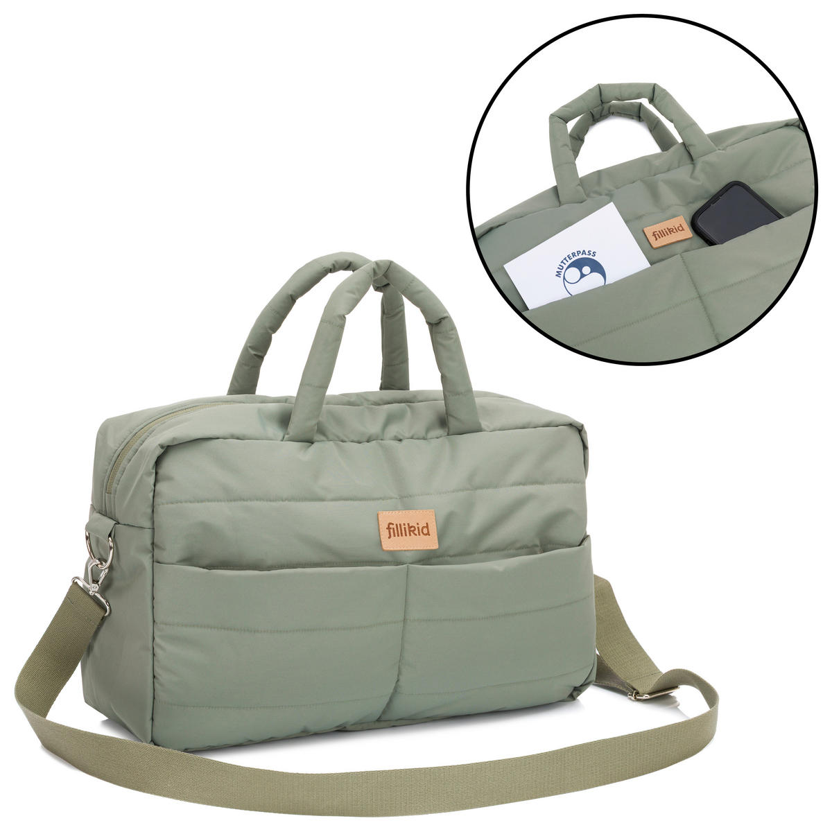 WICKELTASCHE  - Salbeigrün/Schwarz, Basics, Textil (43/28/14cm) - Fillikid