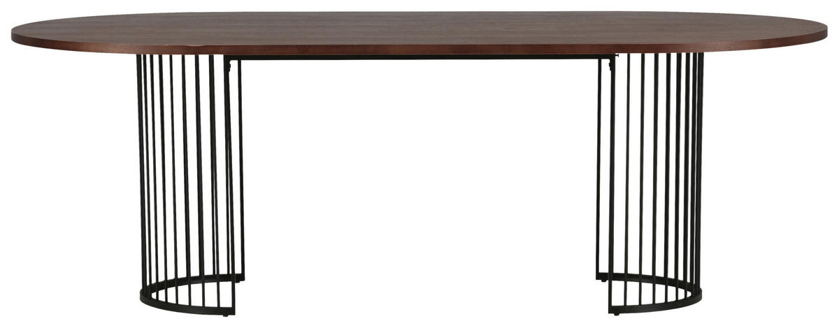 ESSTISCH in Metall, Holzwerkstoff 220/110/75 cm  - Dunkelbraun/Schwarz, Design, Holzwerkstoff/Metall (220/110/75cm) - Livetastic