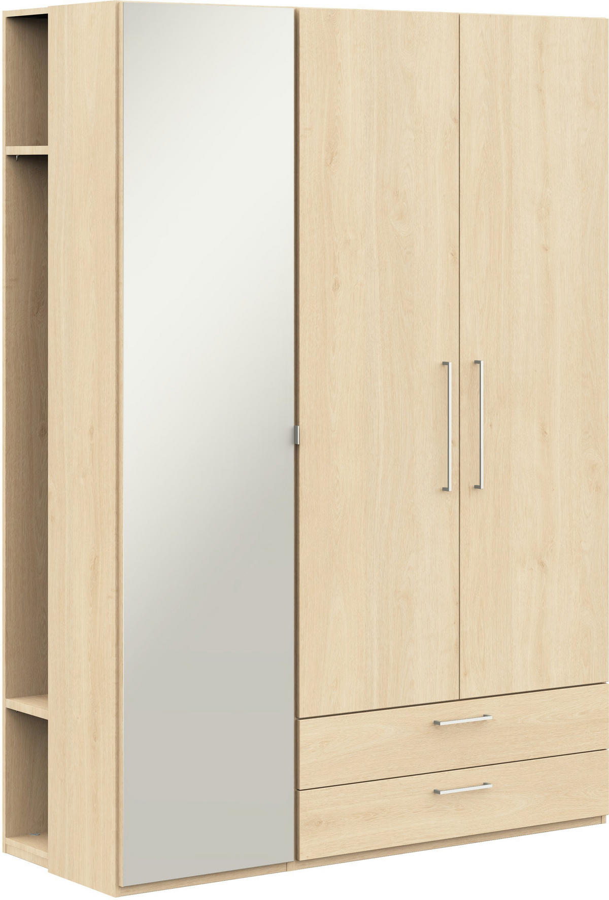 KLEIDERSCHRANK in Eichefarben  - Edelstahlfarben/Eichefarben, Design, Glas/Holzwerkstoff (152,6/213,6/59,3cm) - Cantus