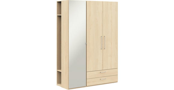 KLEIDERSCHRANK 3-türig Eichefarben  - Edelstahlfarben/Eichefarben, Design, Glas/Holzwerkstoff (152,6/213,6/59,3cm) - Cantus