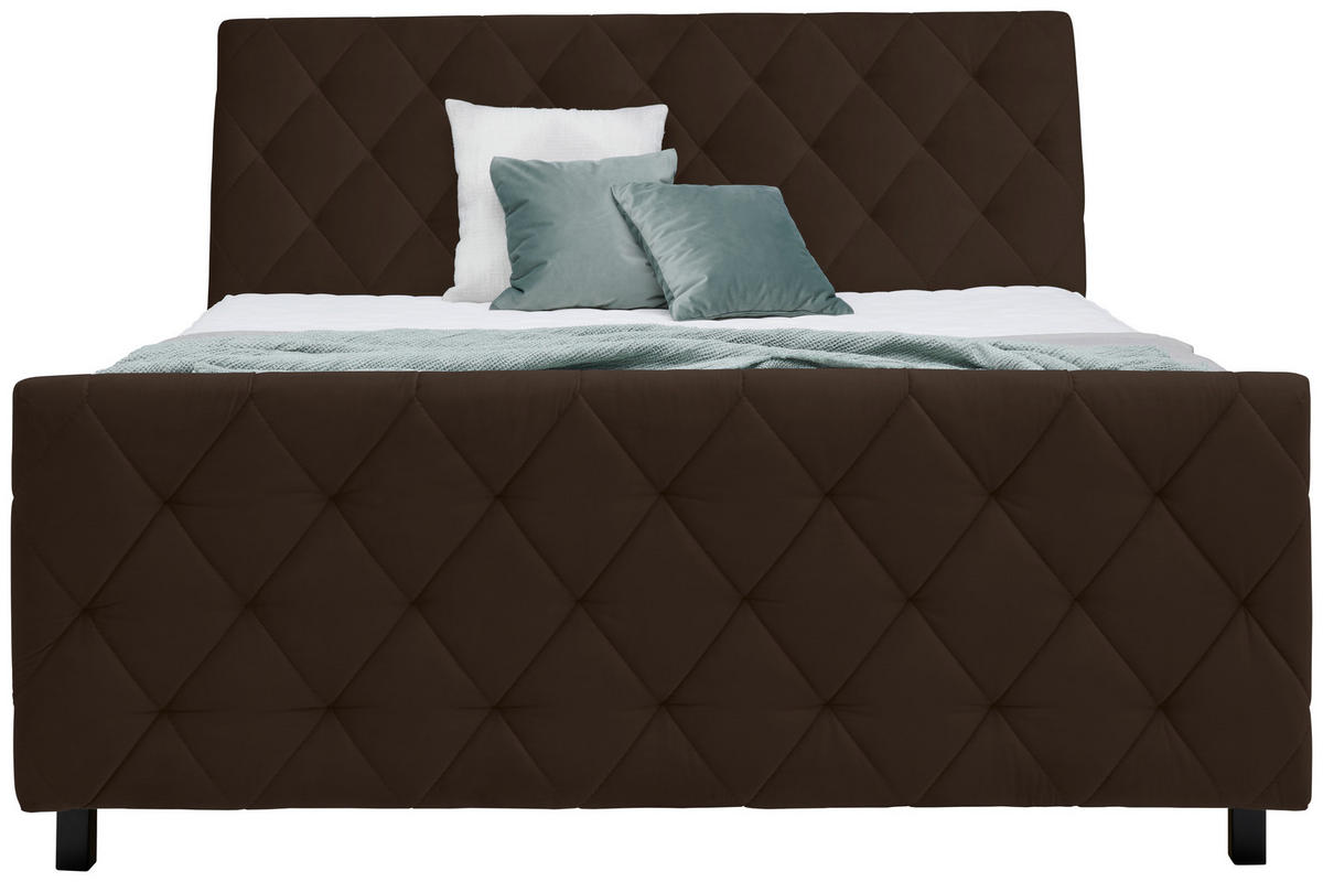 BOXSPRINGBETT 180/200 cm  in Dunkelbraun  - Dunkelbraun/Schwarz, KONVENTIONELL, Holz/Textil (180/200cm) - Ti'me