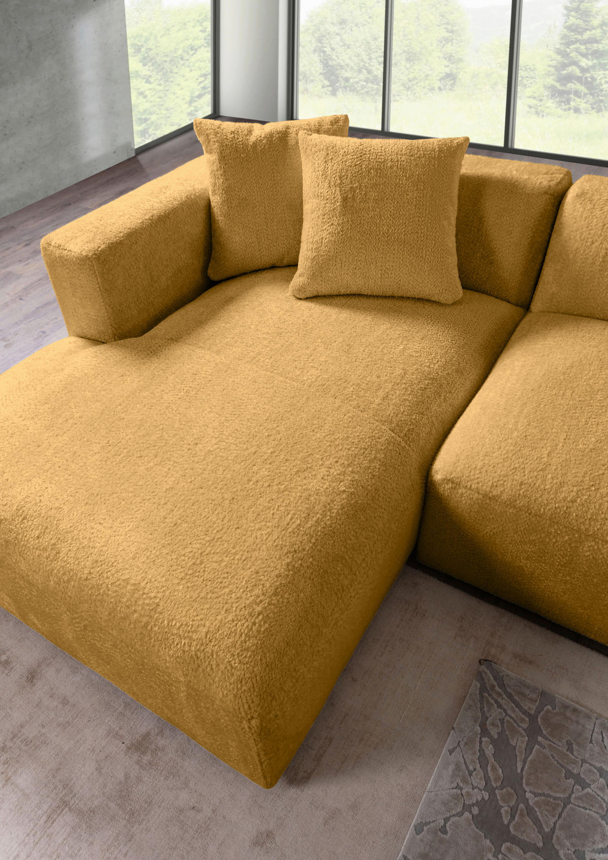 ECKSOFA Senfgelb Chenille  - Senfgelb/Creme, MODERN, Kunststoff/Textil (178/323cm) - Carryhome