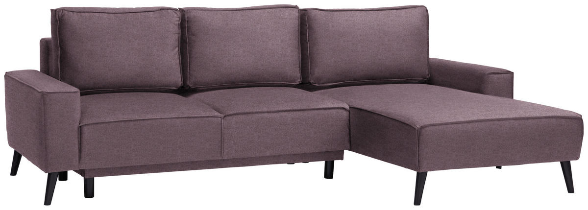 ECKSOFA in Velours Violett  - Violett/Schwarz, Basics, Holz/Textil (260/161cm) - Carryhome