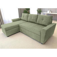 ECKSOFA TERMOLI Mintgrün Cord  - Schwarz/Mintgrün, Design, Kunststoff/Textil (155/231cm) - MID.YOU