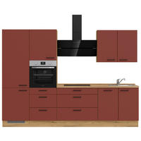 KÜCHENLEERBLOCK 300 cm   in Rot, Eichefarben  - Eichefarben/Rot, MODERN, Holzwerkstoff/Metall (300cm) - Nobilia