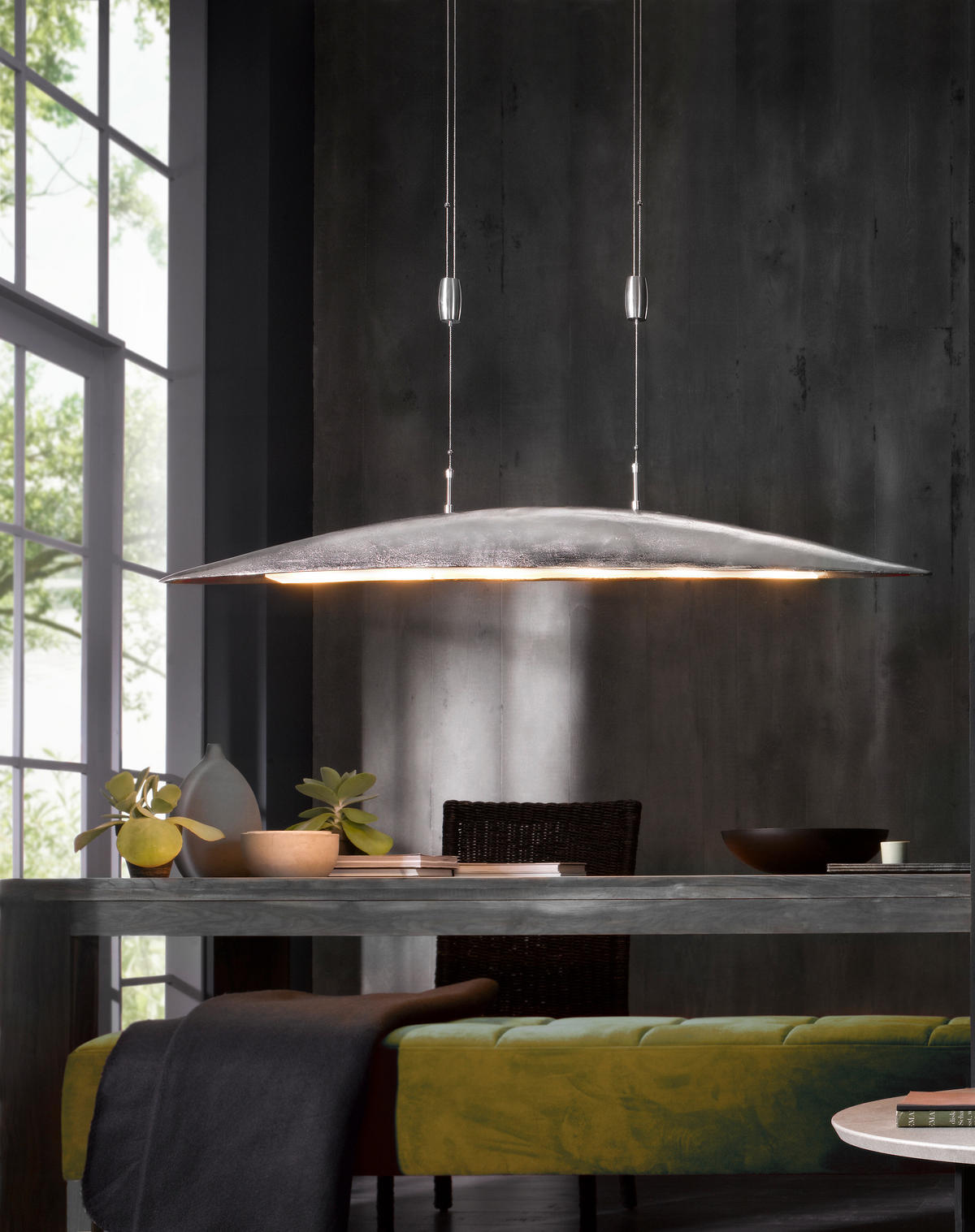 LED-HÄNGELEUCHTE  105/105-165 cm   - Alufarben/Nickelfarben, Design, Glas/Metall (105/105-165cm) - Fischer & Honsel