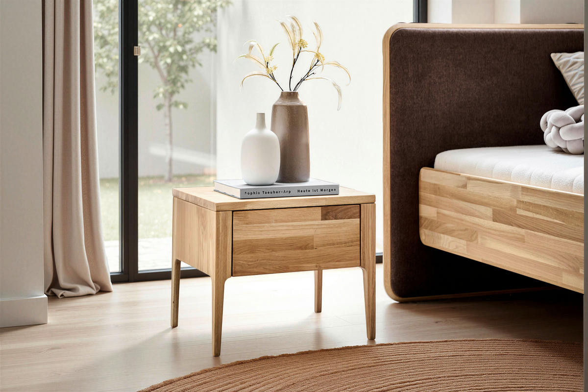 NACHTSCHRANK 51/42/40 cm Eiche furniert  - Wildeiche, Design, Holz (51/42/40cm) - Linea Natura