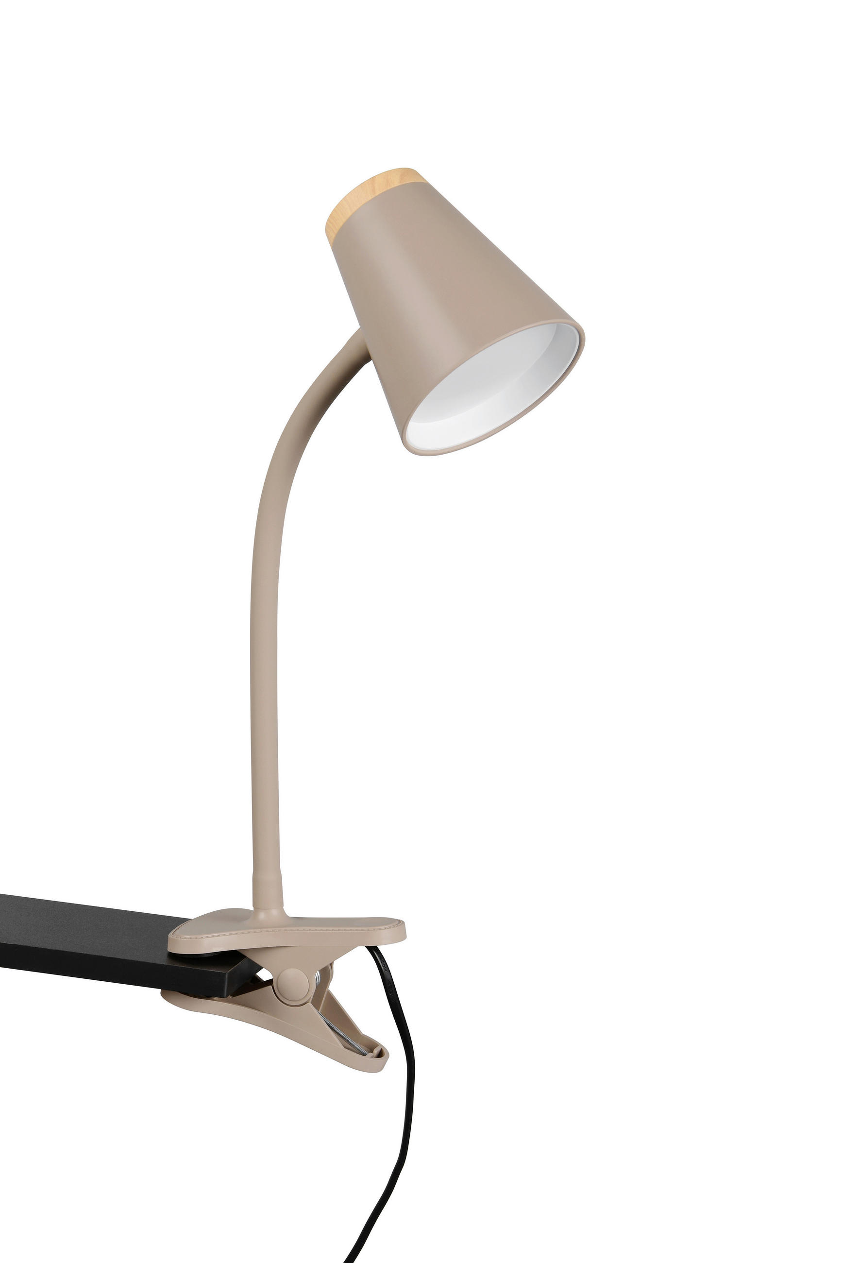 LED-KLEMMLEUCHTE - Beige/Braun, Basics, Kunststoff/Metall (33/9,5/32cm)