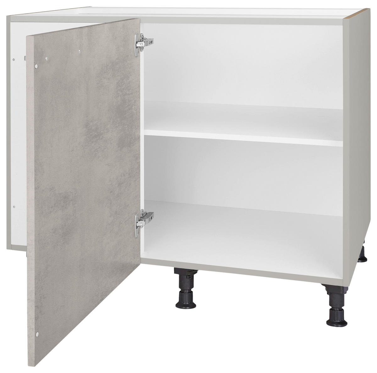 ECKUNTERSCHRANK 125/87/65 cm  - Edelstahlfarben/Hellgrau, MODERN, Holzwerkstoff/Metall (125/87/65cm) - Nobilia