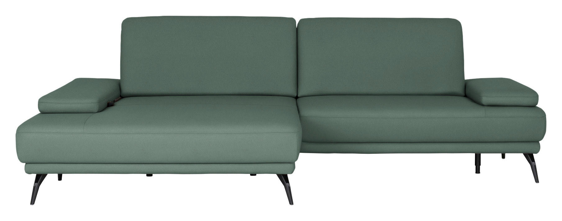 ECKSOFA Echtleder Opal  - Opal/Schwarz, Konventionell, Leder/Metall (180/301cm) - Joop!