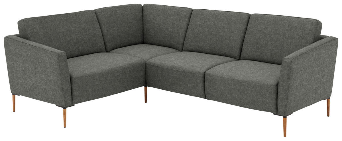 ECKSOFA  in Flachgewebe Grau  189/236 cm  - Eichefarben/Grau, Design, Holz/Textil (189/236cm) - Valnatura