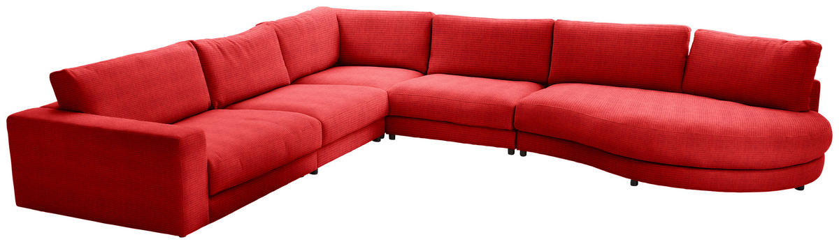ECKSOFA in Chenille, Cord Orange  - Schwarz/Orange, Design, Kunststoff/Textil (365/425cm) - Lomoco