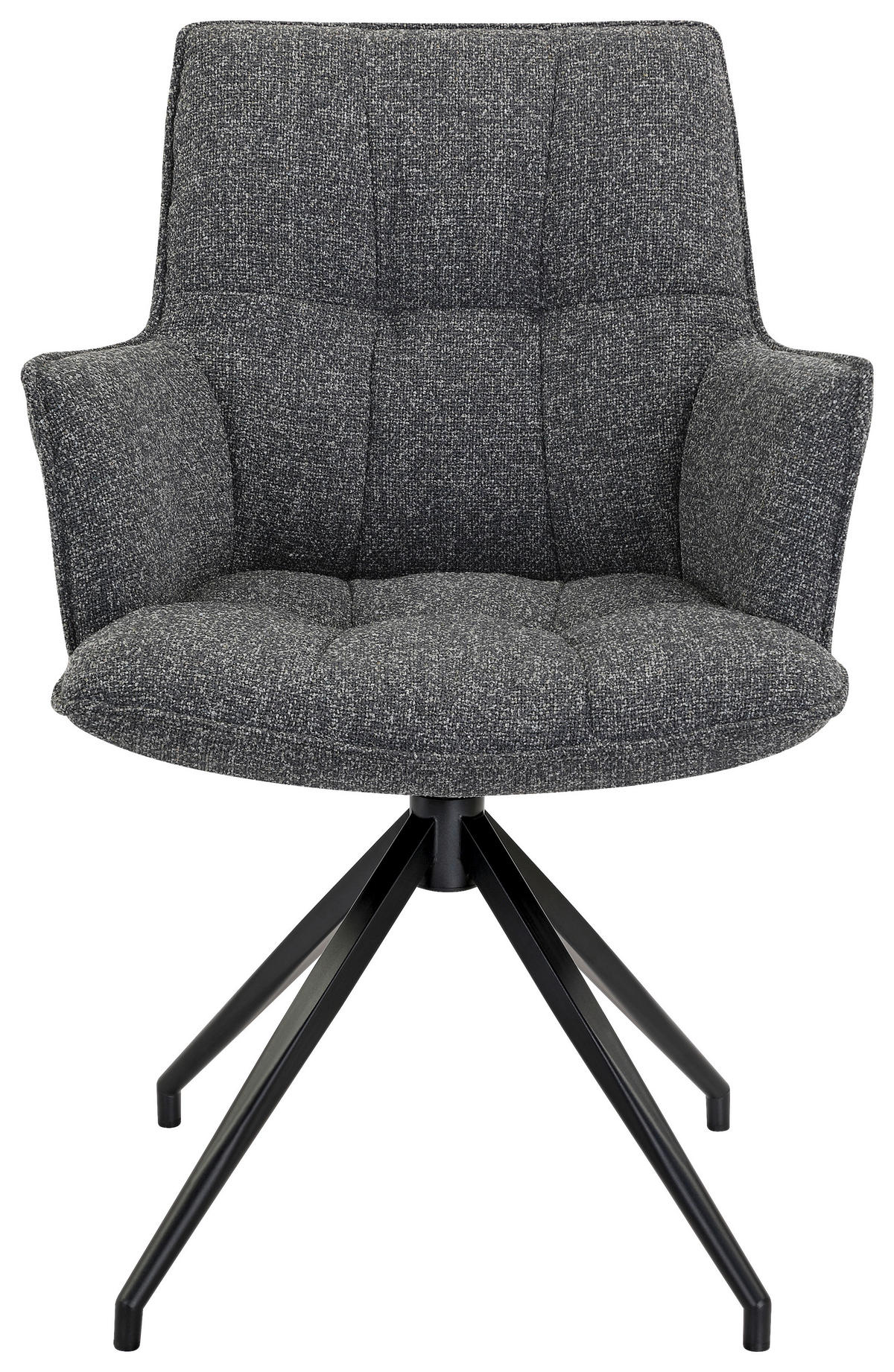 ARMLEHNSTUHL  Sitzfläche 360° drehbar, automatische Rückholfunktion Leinenoptik  Anthrazit, Schwarz  - Anthrazit/Schwarz, Design, Textil/Metall (59/89,5/63cm) - Novel