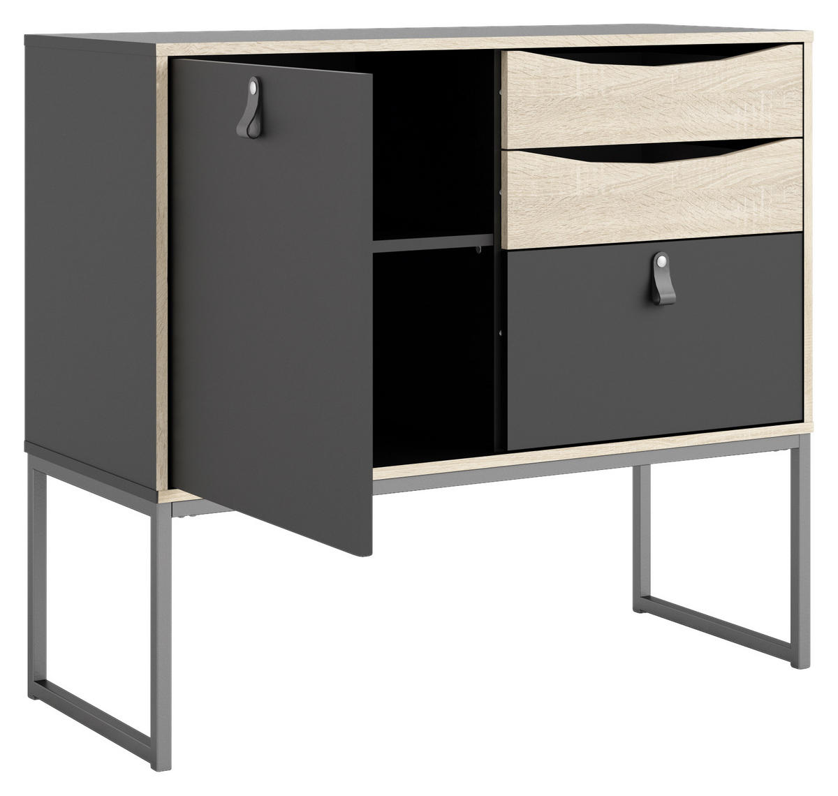 SIDEBOARD 97,7/86,6/40 cm  - svart/ekfärgad, Design, metall/trämaterial (97,7/86,6/40cm) - Best Price