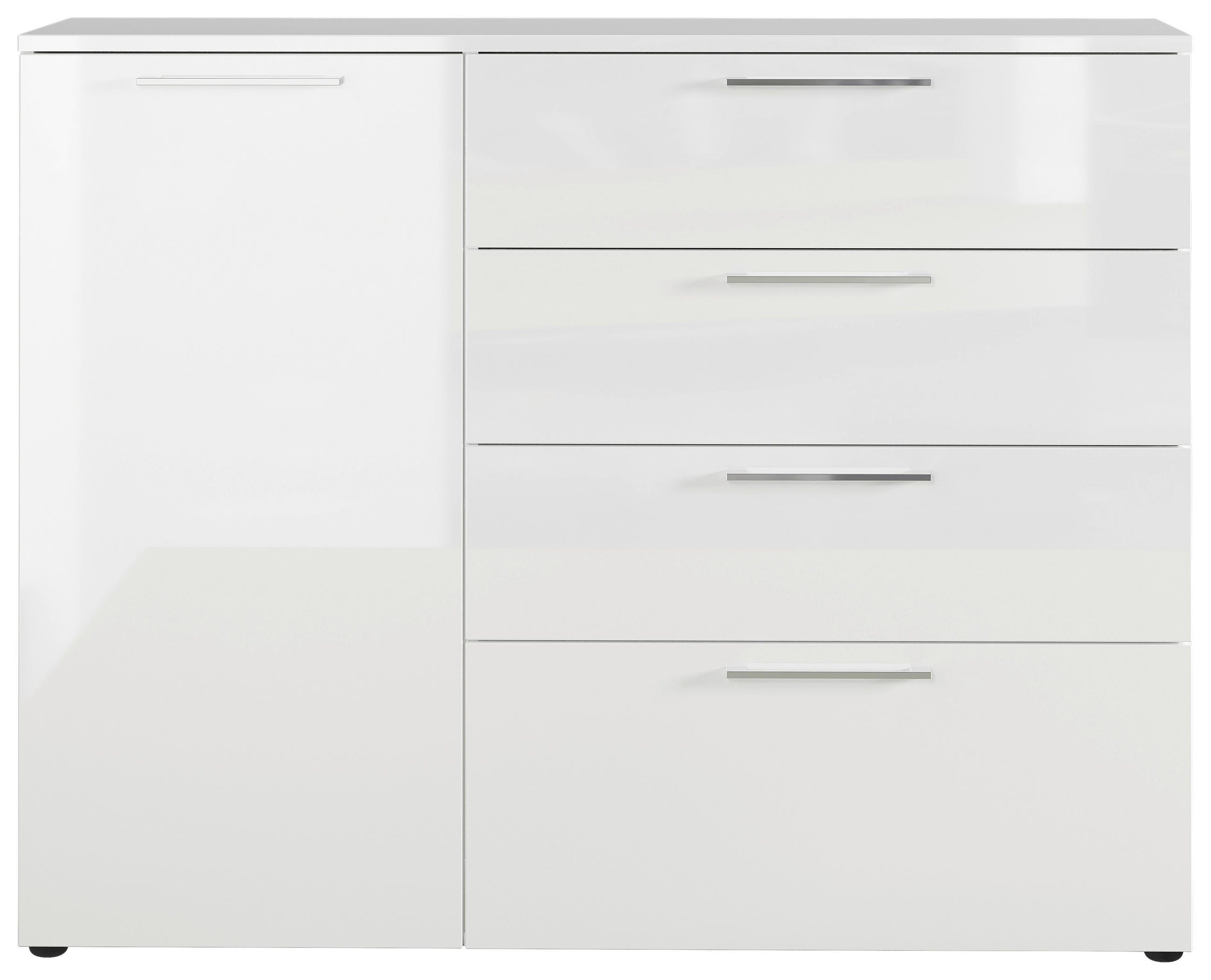 KOMMODE , 135/107/40 cm, 4 Schublade(n)  - Chromfarben/Schwarz, MODERN, Holzwerkstoff/Kunststoff (135/107/40cm) - Germania