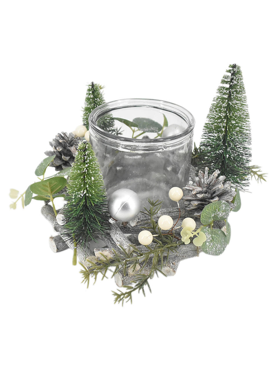 KERZENHALTER - Multicolor, LIFESTYLE, Glas/Naturmaterialien (20/16cm) - X-Mas