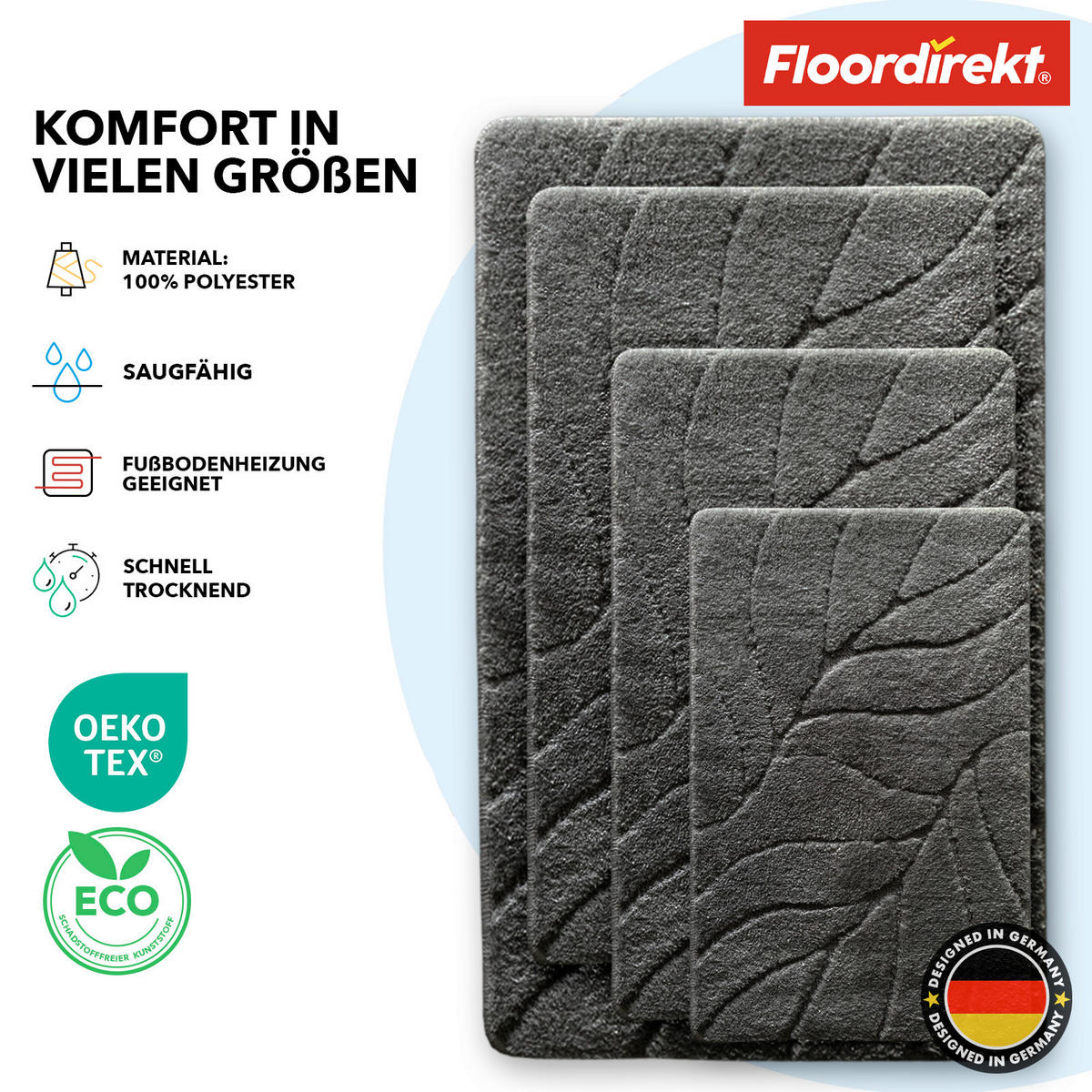 BADEMATTE Maris Dunkelgrau 50/80 cm  - Dunkelgrau, Basics, Kunststoff/Textil (50/80cm) - Floordirekt