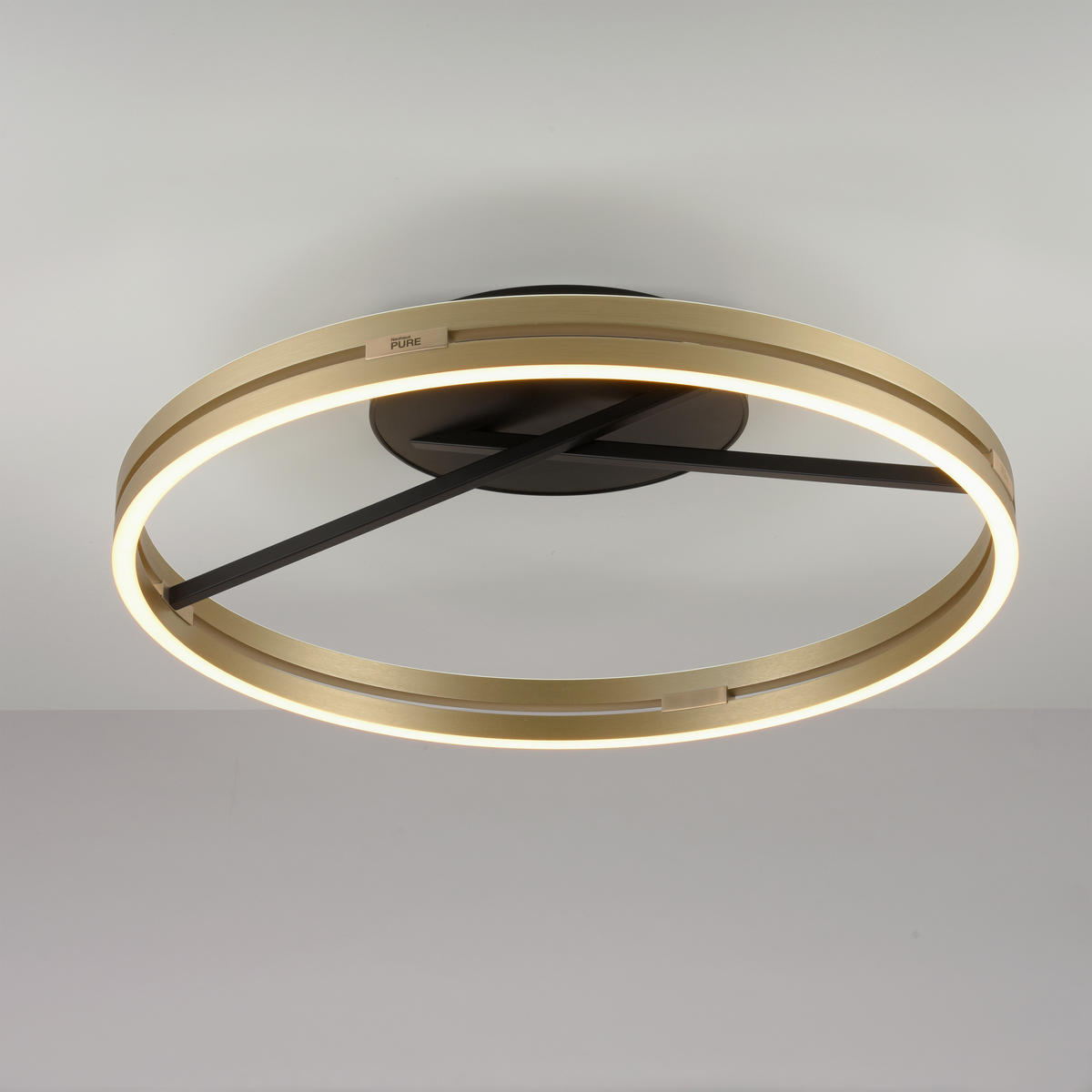 LED-DECKENLEUCHTE 60/60/17.8 cm  - Messingfarben/Schwarz, Design, Kunststoff/Metall (60/60/17.8cm) - Neuhaus PURE