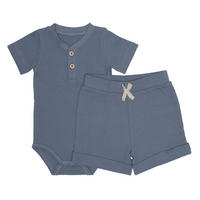 BABYBEKLEIDUNGSSET 2-teilig  - Graublau, Basics, Textil (80null) - Patinio