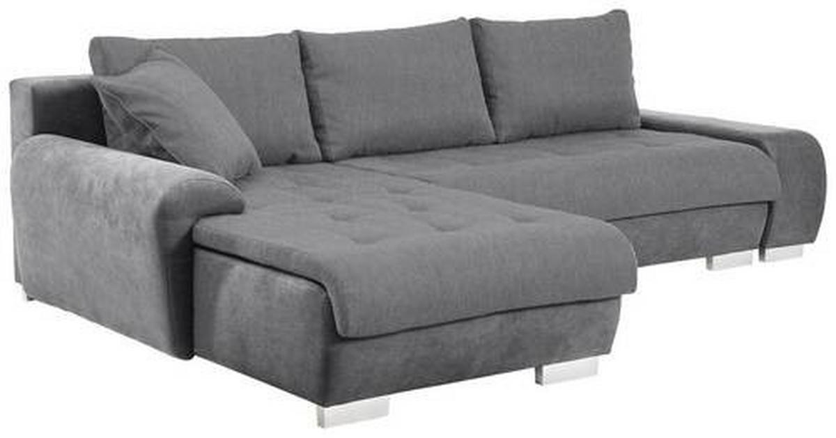 ECKSOFA Grau, Dunkelgrau Webstoff, Flachgewebe  - Dunkelgrau/Alufarben, Design, Kunststoff/Textil (198/278cm) - Carryhome