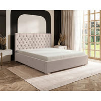 POLSTERBETT 200/200 cm,  in Hellgrau, gepolstertes Kopfteil, Lattenrost, Bettkasten,  - Chromfarben/Hellgrau, MODERN, Holz/Kunststoff (200/200cm) - Chameo