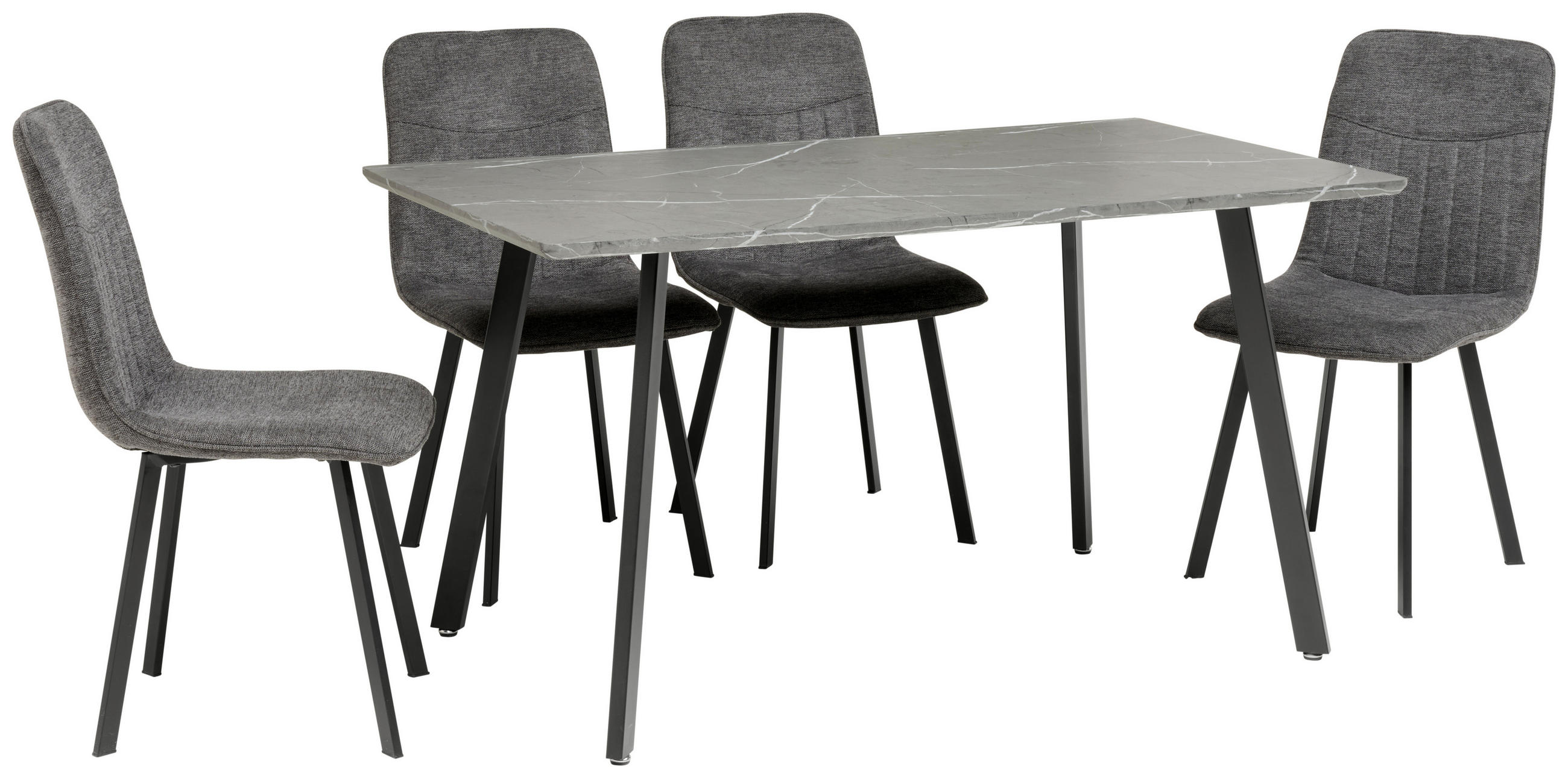 MATGRUPP i metall, textil, trämaterial grå  - grå, Klassisk, metall/trämaterial (140/46/75/88/80/57cm) - Hom`in