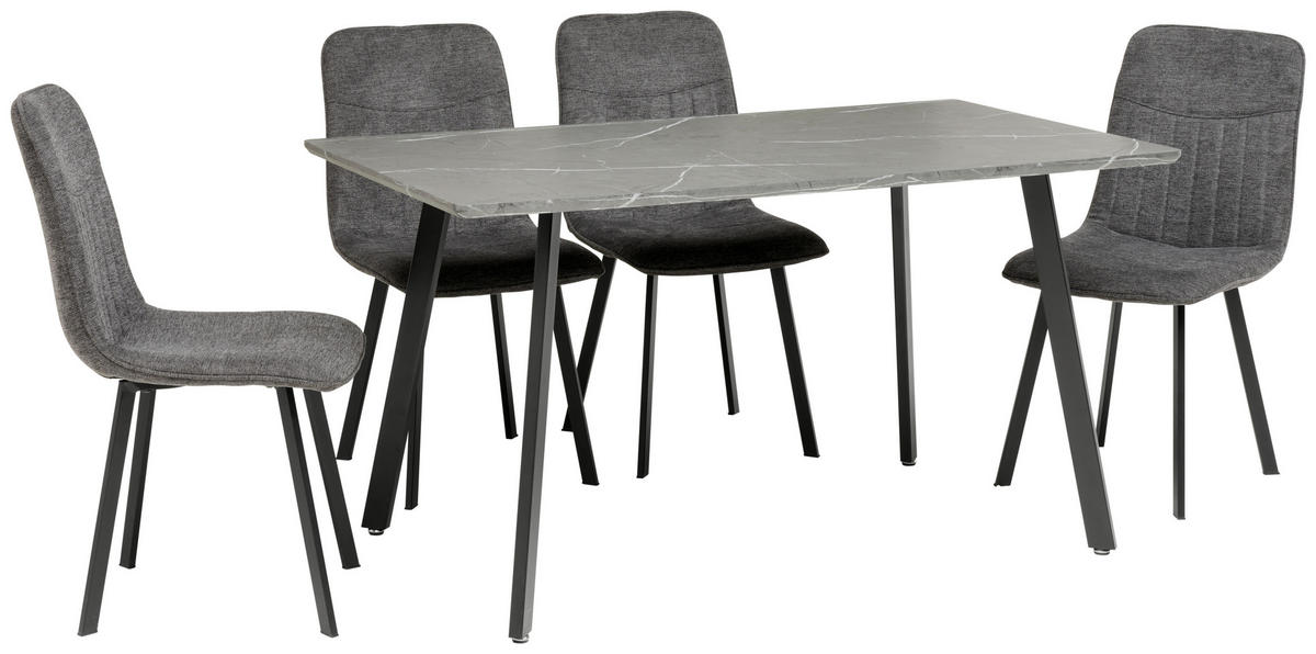 TISCHGRUPPE Metall, Textil, Holzwerkstoff Grau  - Grau, Konventionell, Holzwerkstoff/Textil (140/46/75/88/80/57cm) - MID.YOU