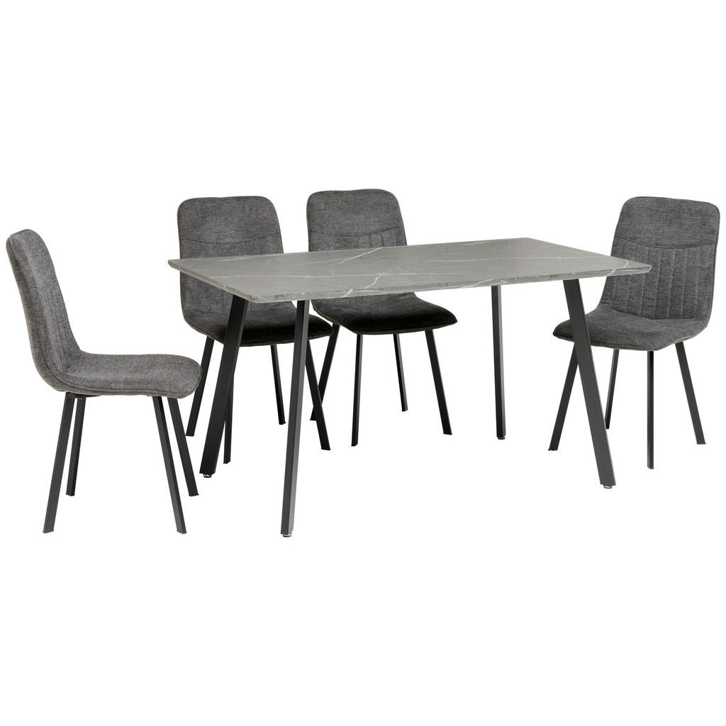 Tischgruppe Mackay 5-tlg. Metall/textil Grau, B: 140cm