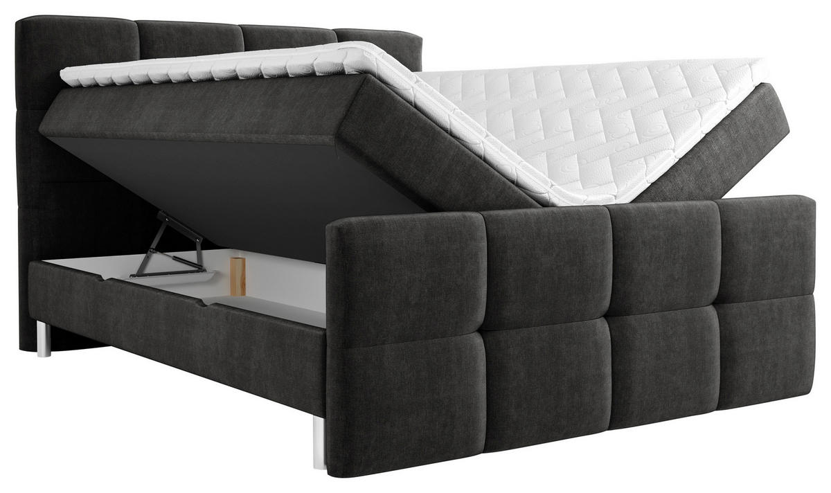 BOXBETT 140/200 cm  in Anthrazit  - Chromfarben/Anthrazit, Design, Holz/Holzwerkstoff (140/200cm) - Esposa