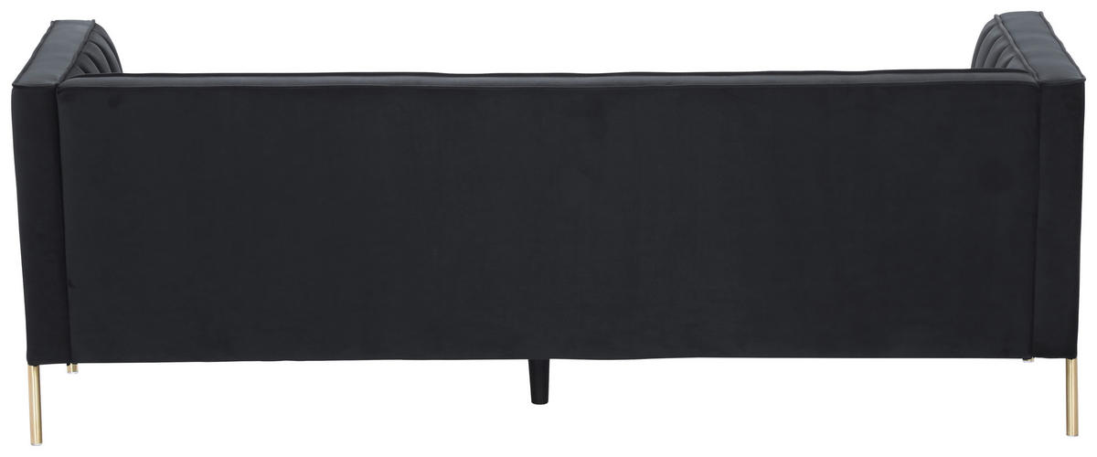 3-SITZER-SOFA Samt Schwarz  - Goldfarben/Schwarz, Design, Textil/Metall (204/75/85cm) - Livetastic
