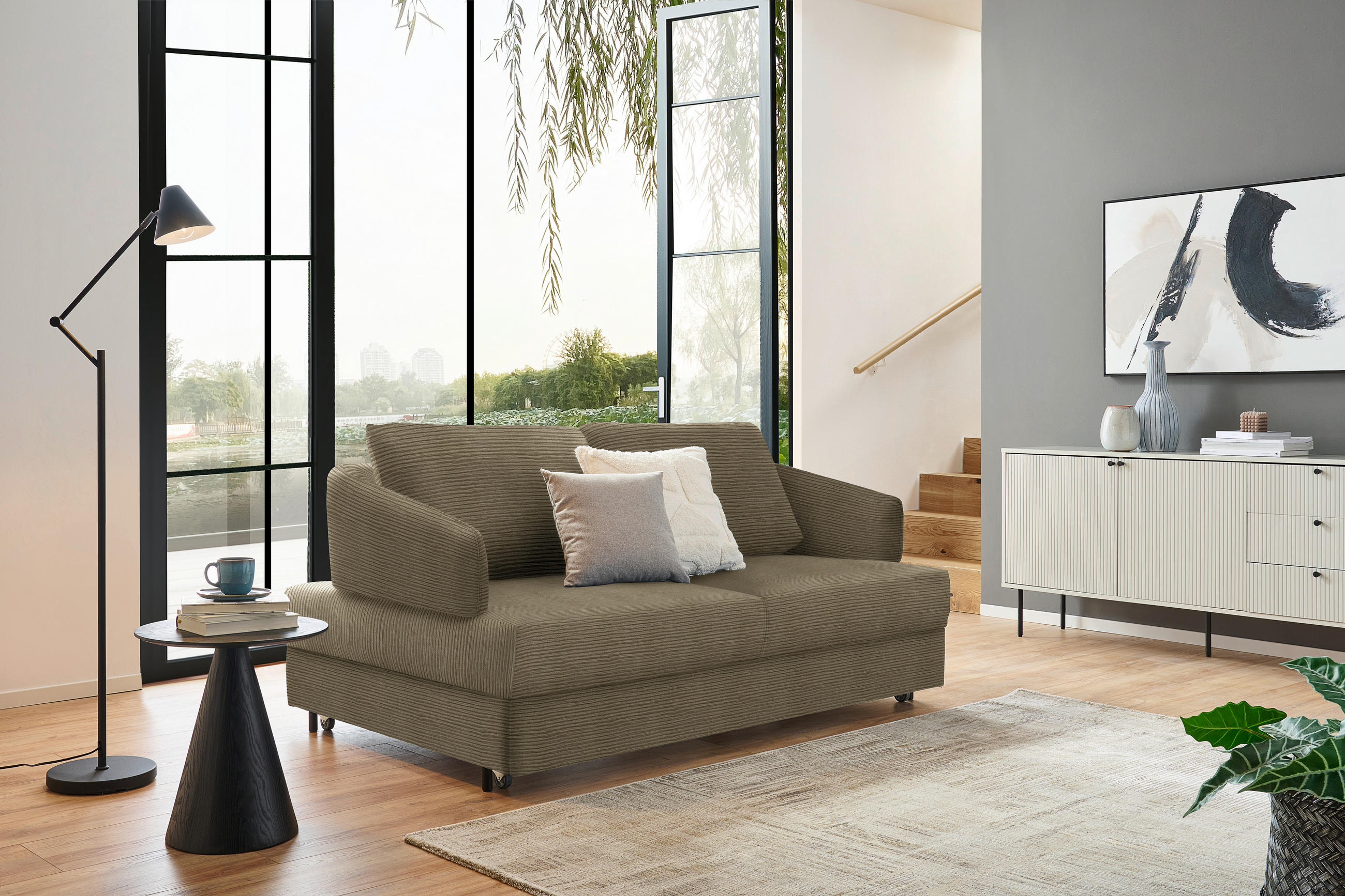 SCHLAFSOFA in Textil Braun  - Schwarz/Braun, Design, Textil/Metall (172/76-89/112-120cm) - Bali