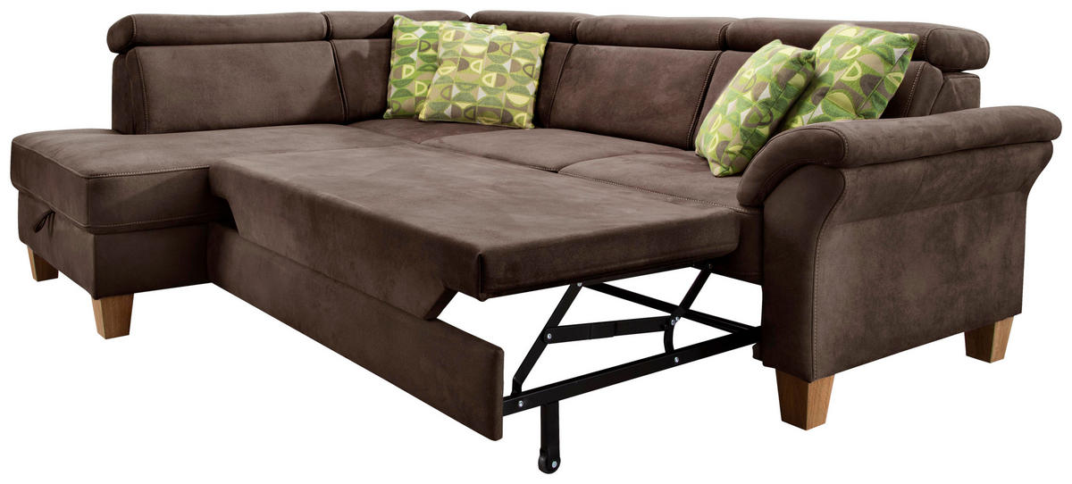 ECKSOFA in Mikrofaser Mokka  - Eichefarben/Beige, Konventionell, Holz/Textil (194/245cm) - Sit & More