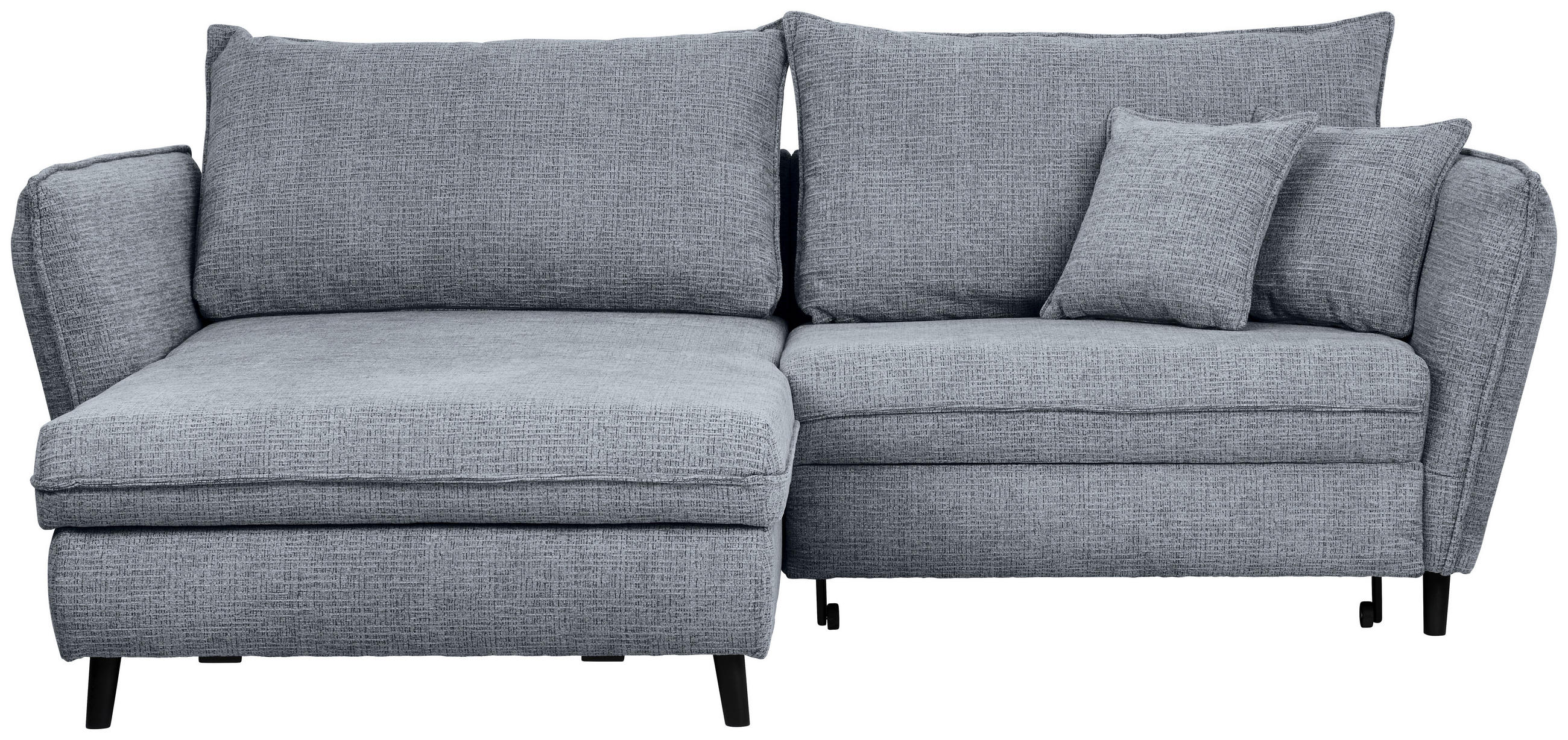 ECKSOFA inkl. Funktionen Blaugrau Struktur  - Blaugrau/Schwarz, Design, Holz/Textil (245/161cm) - Stylife