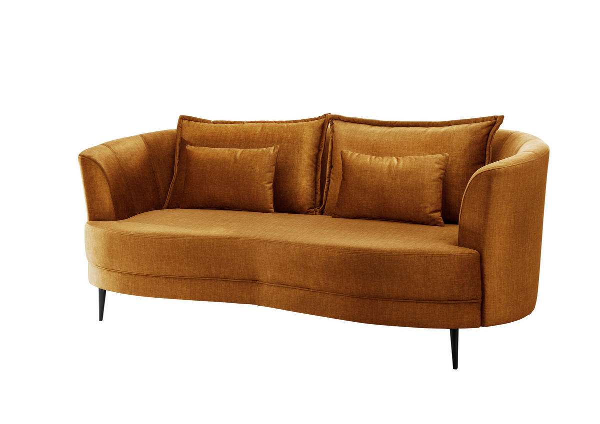 3-SITZER-SOFA in Velours Gelb  - Gelb/Schwarz, Modern, Textil/Metall (209/85/101cm) - Livetastic