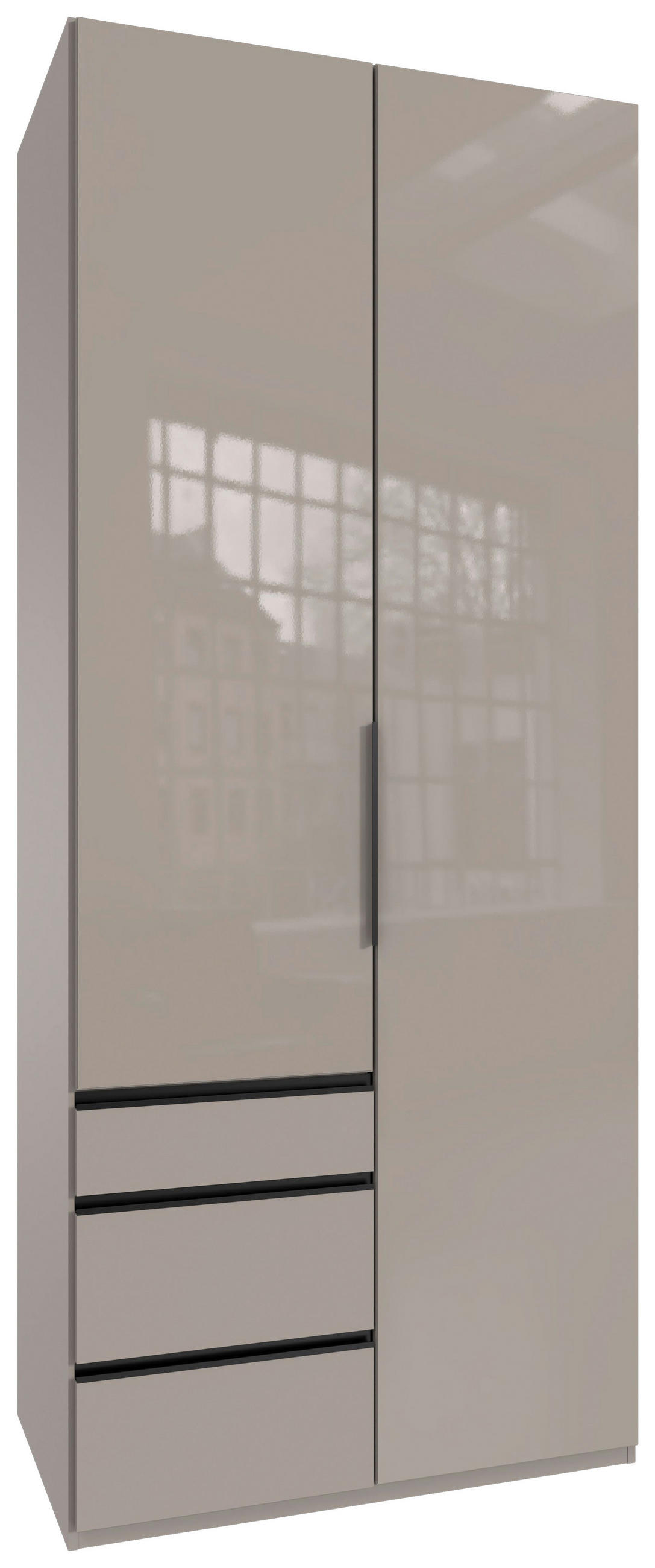 DREHTÜRENSCHRANK in Sahara  - Schwarz/Sahara, Konventionell, Glas/Holzwerkstoff (100/236/58cm) - Hom`in