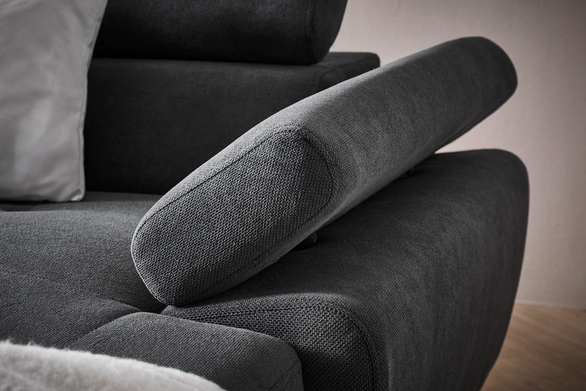 SEDACIA SÚPRAVA, textil, grafitová - čierna/grafitová, Modern, kov/textil (180/333/206cm) - Stylife