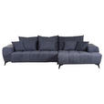 ECKSOFA  in Flachgewebe Dunkelgrau  300/205 cm  - Dunkelgrau/Schwarz, KONVENTIONELL, Textil/Metall (300/205cm) - Carryhome