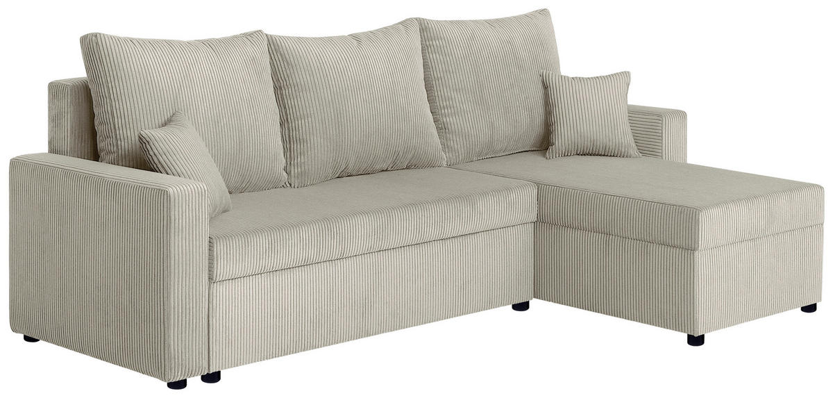 ECKSOFA Creme Cord  - Creme/Schwarz, Design, Kunststoff/Textil (228/147cm) - P & B