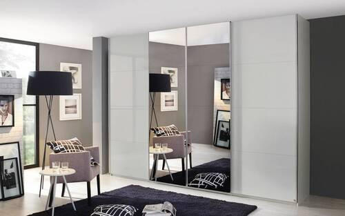 SCHWEBETÜRENSCHRANK 271/223/68 cm 4-türig Grau  - Chromfarben/Grau, Design, Glas/Holzwerkstoff (271/223/68cm) - Novel