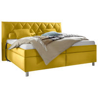 POLSTERBETT Matratze, gepolstertes Kopfteil, Lattenrost, Bettkasten, motorische Verstellbarkeit Gelb 160/200 cm  - Gelb/Silberfarben, KONVENTIONELL, Holz/Textil (160/200cm) - Esposa