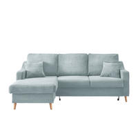ECKSOFA Hellblau Cord  - Naturfarben/Hellblau, Design, Holz/Textil (150/228cm) - P & B
