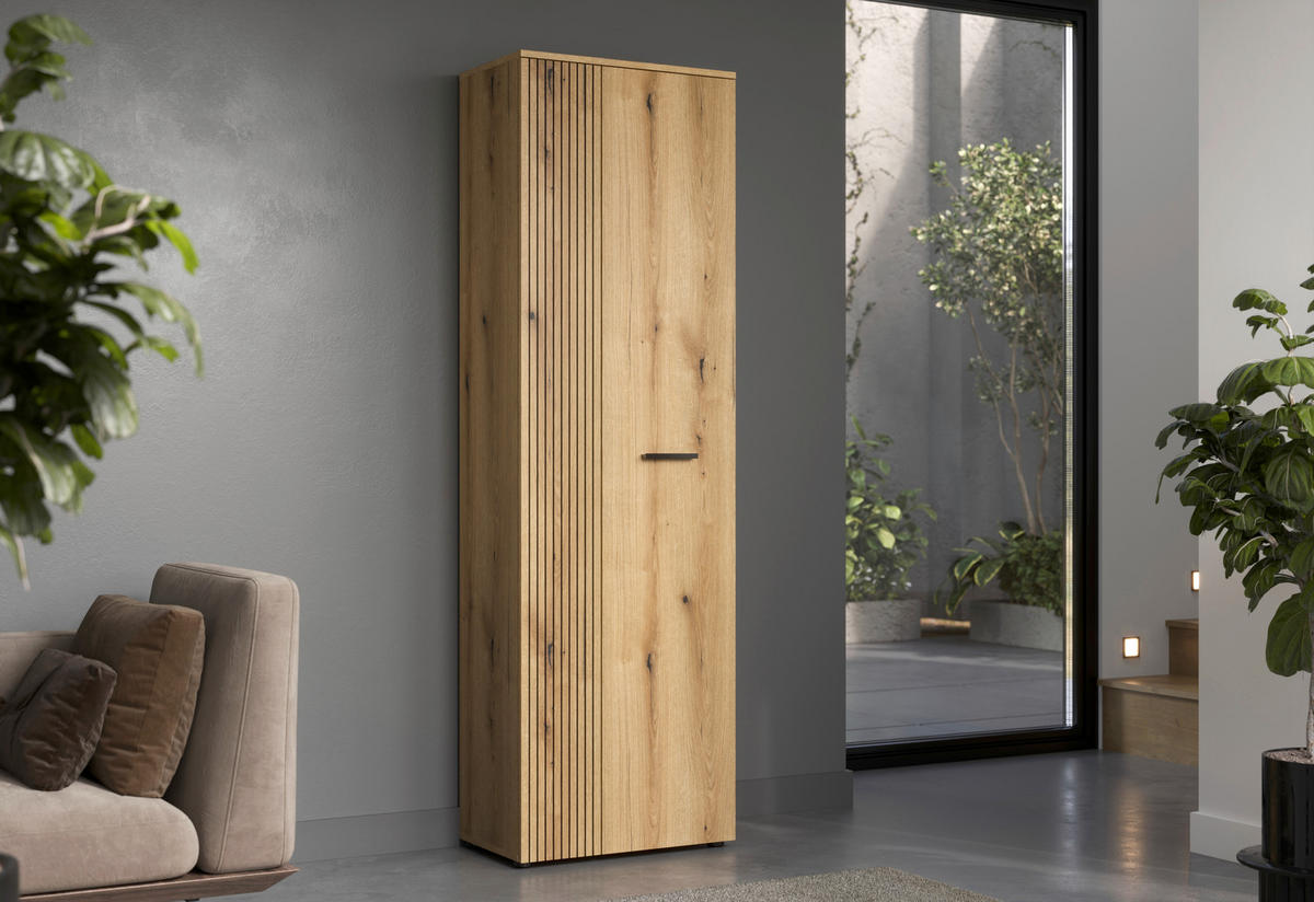 GARDEROBENSCHRANK PUREBLISS  in 60/196/36 cm  - Eichefarben/Schwarz, Basics, Holzwerkstoff/Kunststoff (60/196/36cm) - MID.YOU