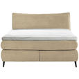 BOXSPRINGBETT 160/200 cm,  in Beige, gepolstertes Kopfteil, Topper, Matratzen, H3 + H4 = fest + sehr fest  - Beige/Schwarz, Trend, Holz/Textil (160/200cm) - Esposa