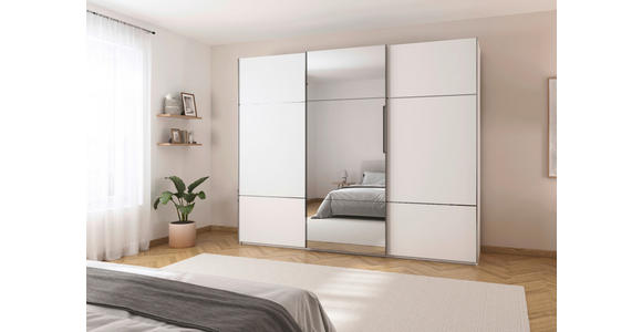 SCHWEBETÜRENSCHRANK 271/223/68 cm 3-türig Weiß - Chromfarben/Weiß, KONVENTIONELL, Glas/Holzwerkstoff (271/223/68cm) - Novel